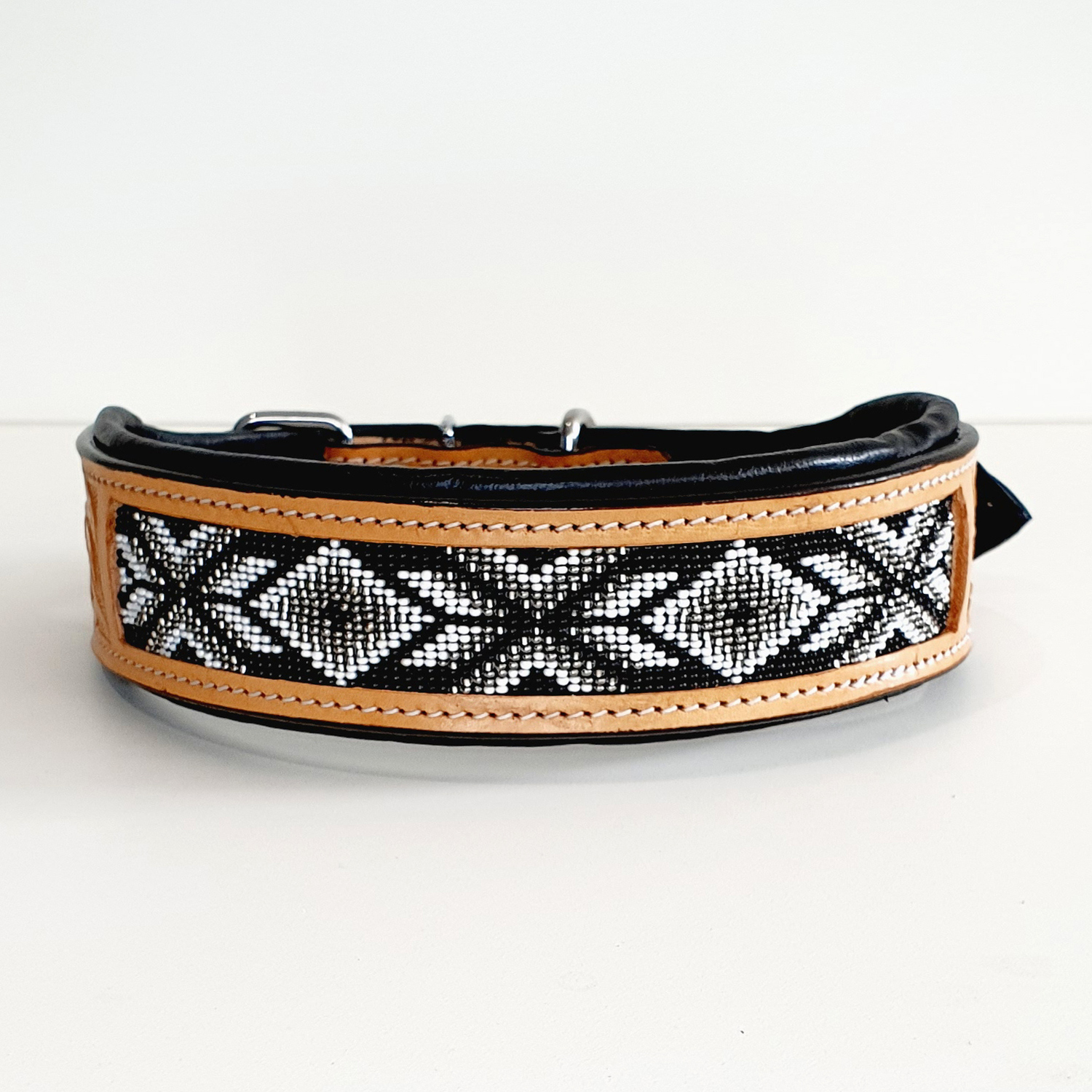 Beaded leather cheap dog collar