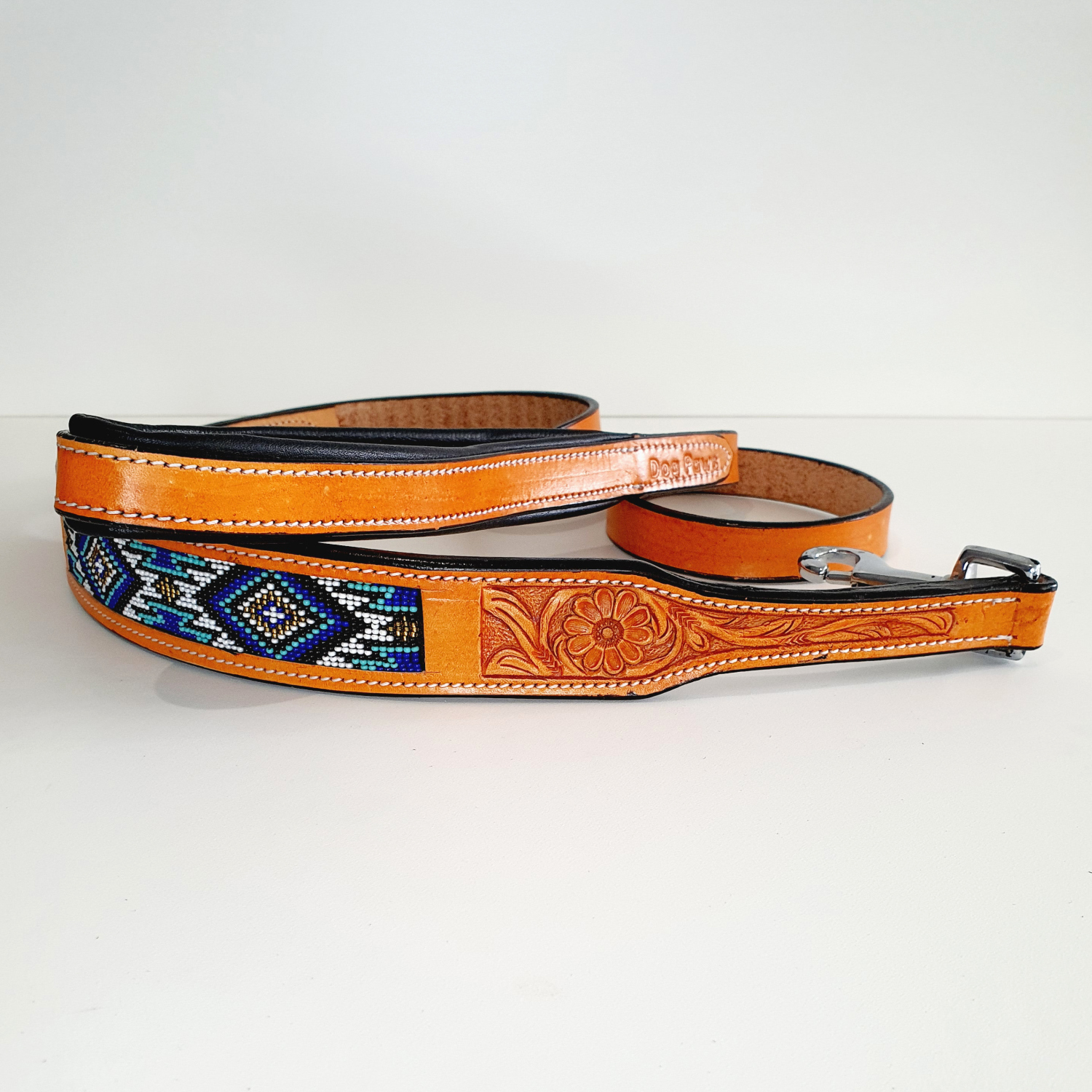 Leather Beaded Dog Lead- Aztec - Image 3