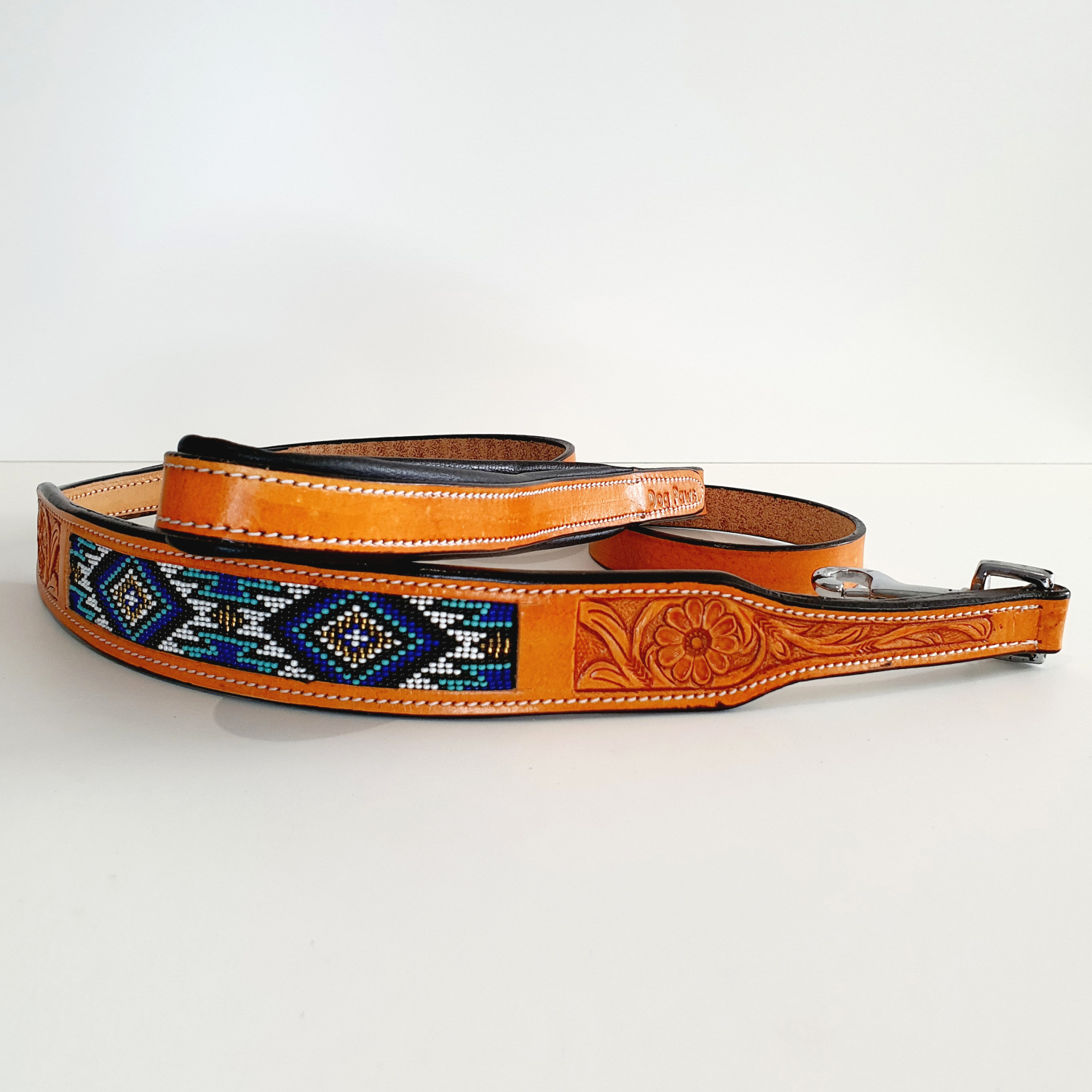 Leather Beaded Dog Lead- Aztec - Image 4